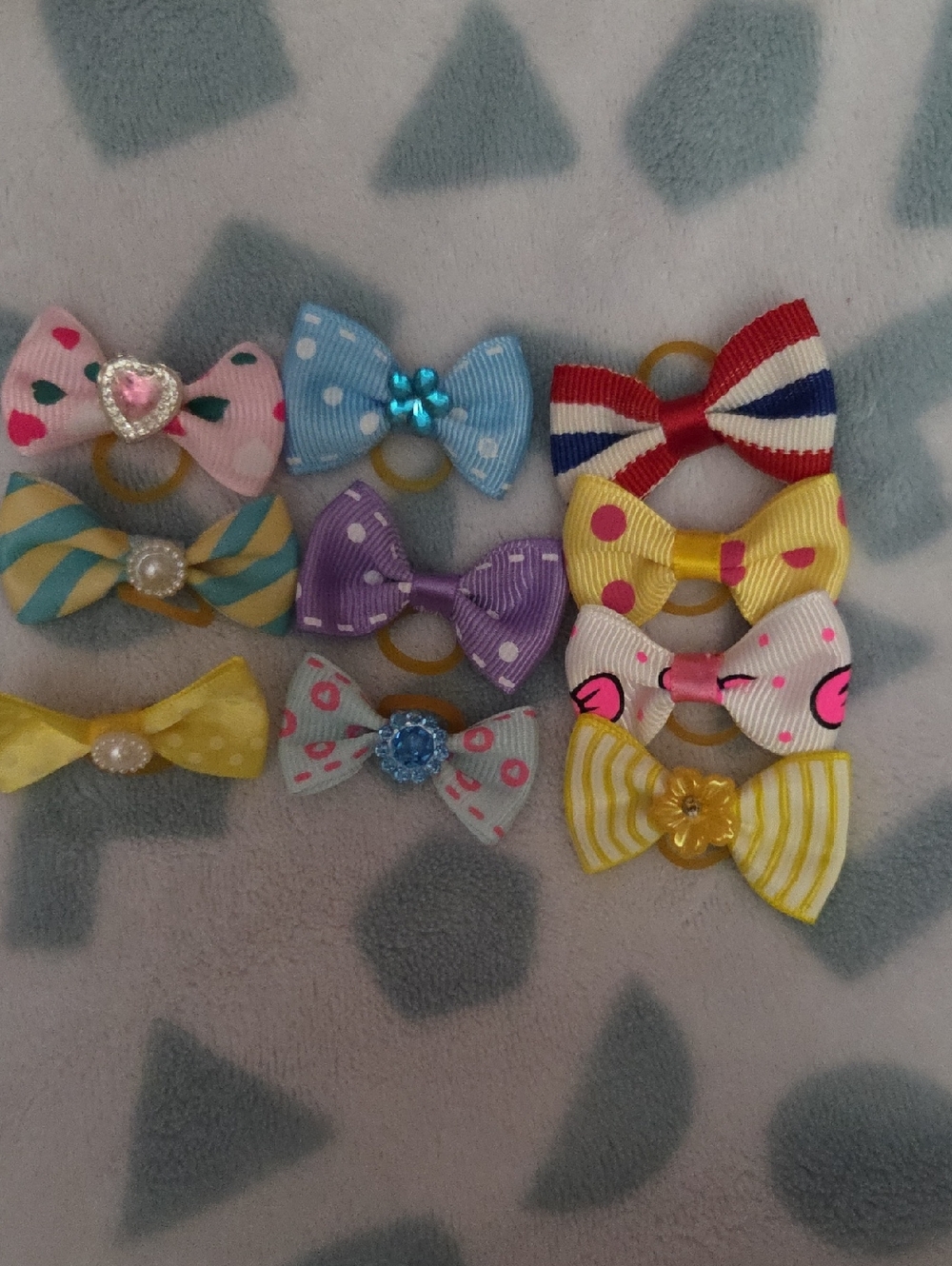 Dog Bow Hair Ties -set Of 10...  Assorted Colors. Pack # 4